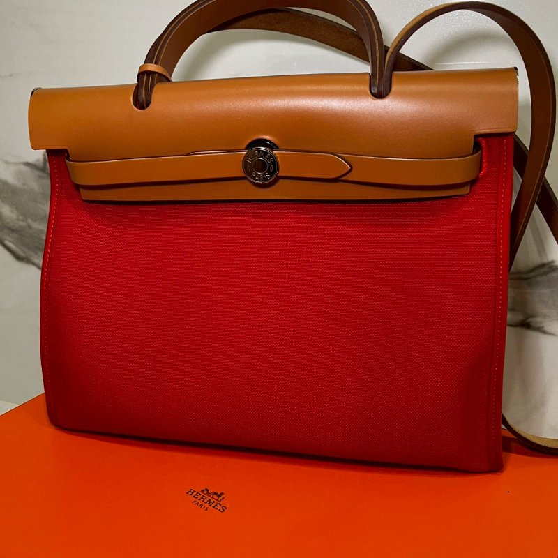 Hermès 愛馬仕 98成新HERBAG ZIP 31 AJ番茄紅 X刻 (購證盒全)-0