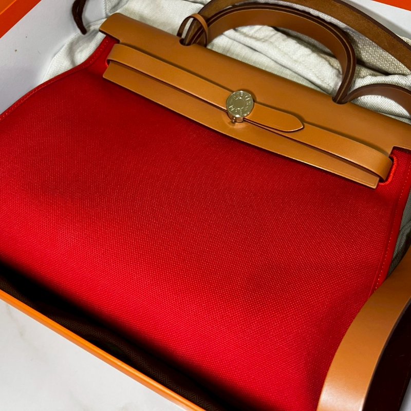 Hermès 愛馬仕 98成新HERBAG ZIP 31 AJ番茄紅 X刻 (購證盒全)-5