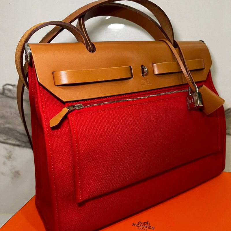 Hermès 愛馬仕 98成新HERBAG ZIP 31 AJ番茄紅 X刻 (購證盒全)-6