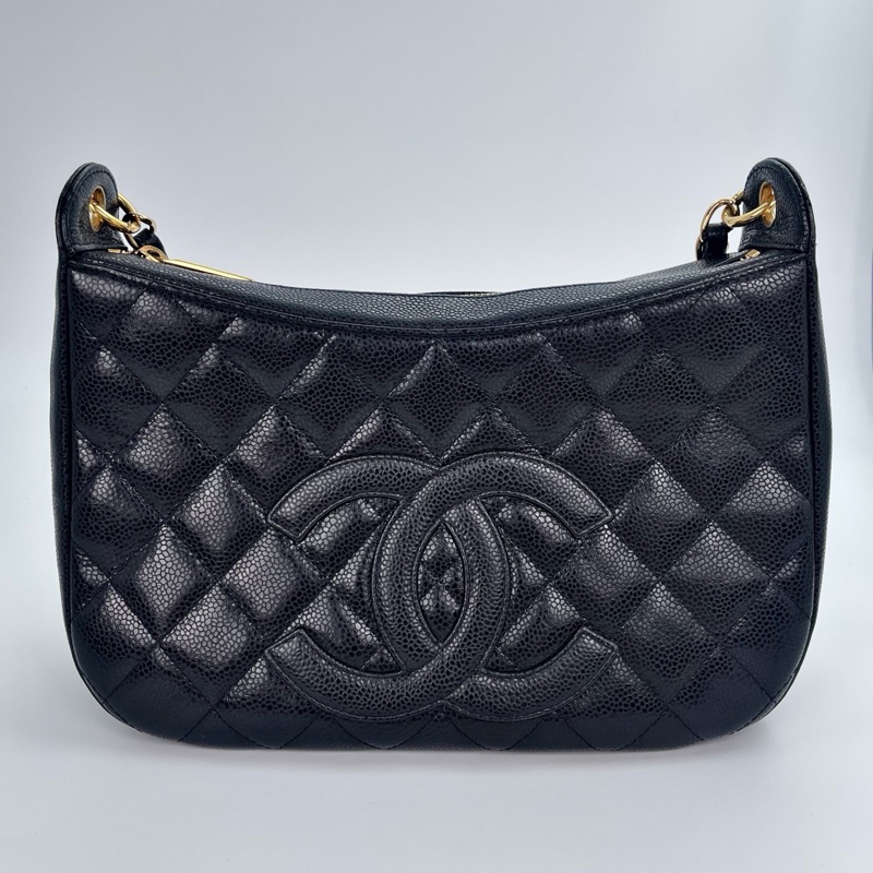 「JL精品代購」香奈兒黑金牛皮Jennie同款牛角腋下包-2