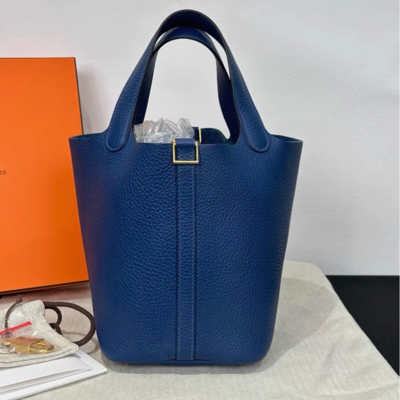 2024年購證 Hermes愛馬仕 菜籃子18 深邃藍金扣 b刻 TC皮-0