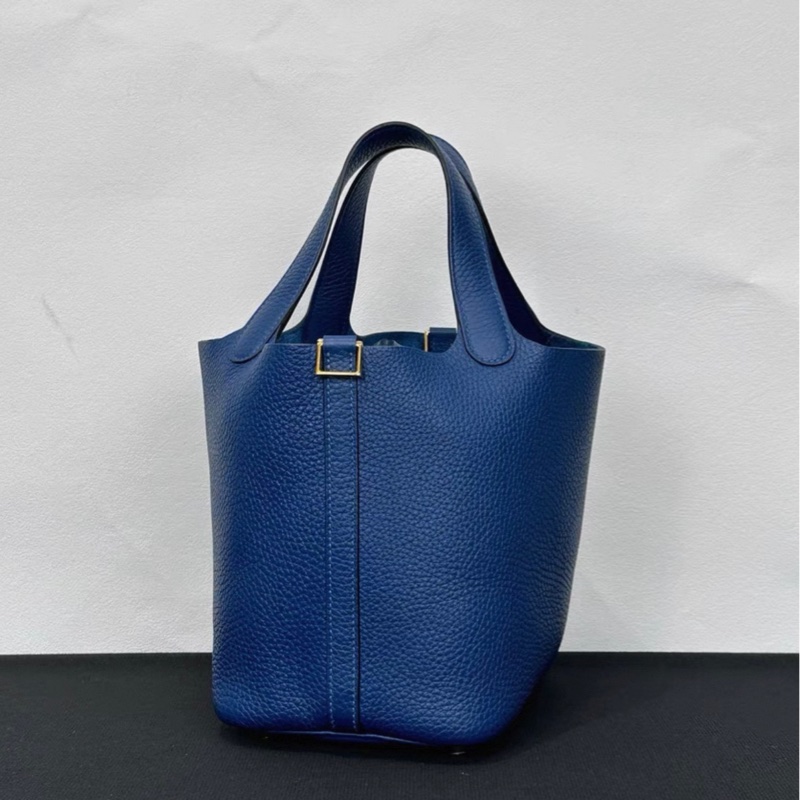 2024年購證 Hermes愛馬仕 菜籃子18 深邃藍金扣 b刻 TC皮-2