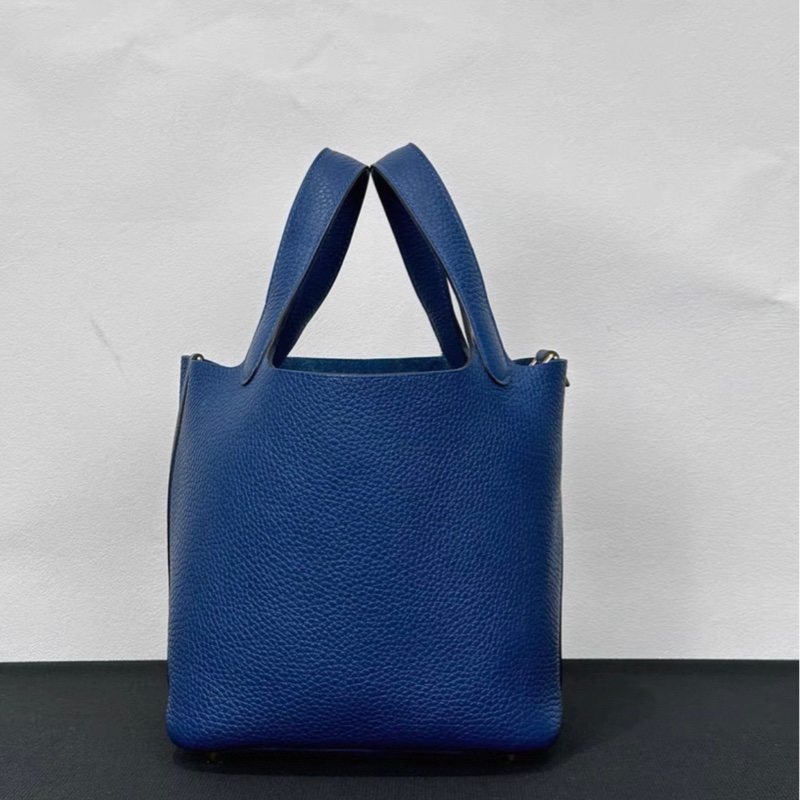 2024年購證 Hermes愛馬仕 菜籃子18 深邃藍金扣 b刻 TC皮-4