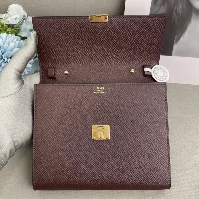 Hermes 愛馬仕 Clic16 E皮 馬鞍紅金扣 U刻-5