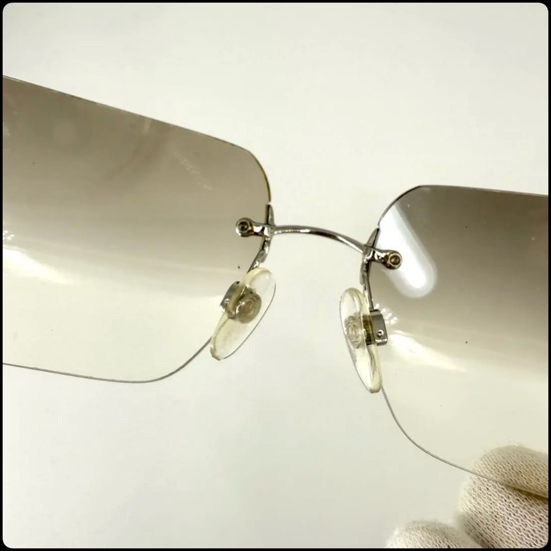 Chanel vintage 帶鑽logo無框墨鏡-4