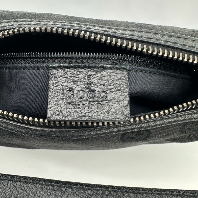 「JL精品代購」Gucci黑色老花帆布拼皮迷你腋下包-12