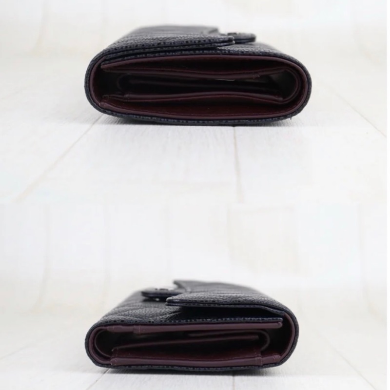 「JL精品代購」極新 Chanel 荔枝牛皮 三折黑長夾-2