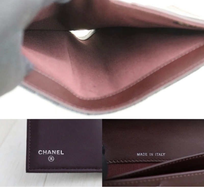 「JL精品代購」極新 Chanel 荔枝牛皮 三折黑長夾-7