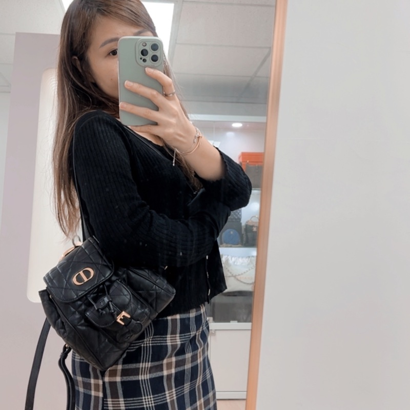 Dior caro 小號黑色背包/雙肩包-12