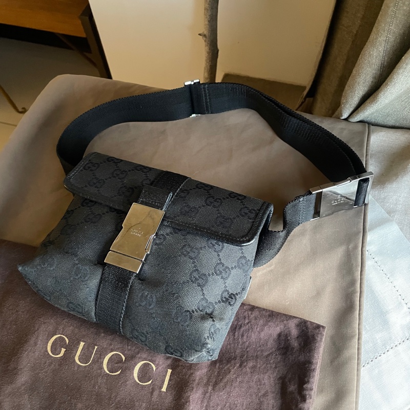 Gucci GG老花字紋丹寧帆布緹花腰包18cm/胸口包/手機包/側背包🌠斜背/側背/腰背🌠正品🌠況不錯🌠男女皆可🌠 立體包型2⃣️層空間足🌠經典-4