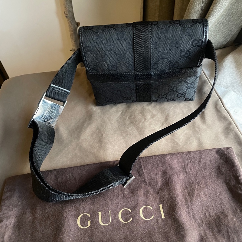 Gucci GG老花字紋丹寧帆布緹花腰包18cm/胸口包/手機包/側背包🌠斜背/側背/腰背🌠正品🌠況不錯🌠男女皆可🌠 立體包型2⃣️層空間足🌠經典-7