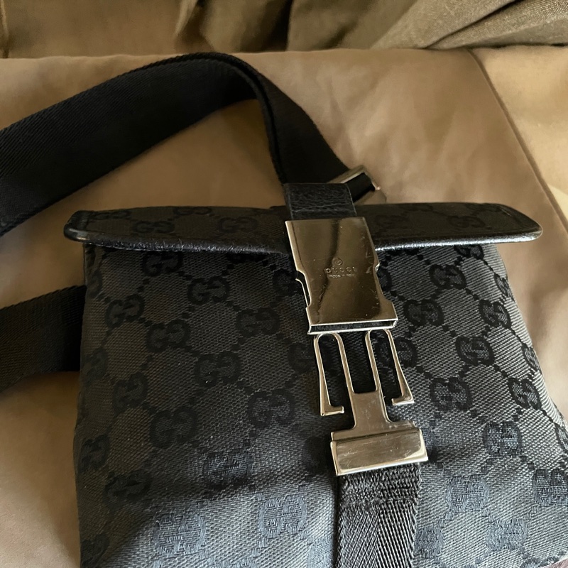 Gucci GG老花字紋丹寧帆布緹花腰包18cm/胸口包/手機包/側背包🌠斜背/側背/腰背🌠正品🌠況不錯🌠男女皆可🌠 立體包型2⃣️層空間足🌠經典-8