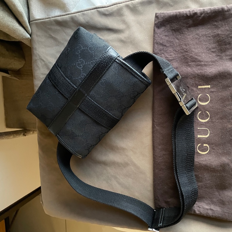 Gucci GG老花字紋丹寧帆布緹花腰包18cm/胸口包/手機包/側背包🌠斜背/側背/腰背🌠正品🌠況不錯🌠男女皆可🌠 立體包型2⃣️層空間足🌠經典-11