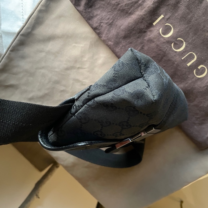 Gucci GG老花字紋丹寧帆布緹花腰包18cm/胸口包/手機包/側背包🌠斜背/側背/腰背🌠正品🌠況不錯🌠男女皆可🌠 立體包型2⃣️層空間足🌠經典-13