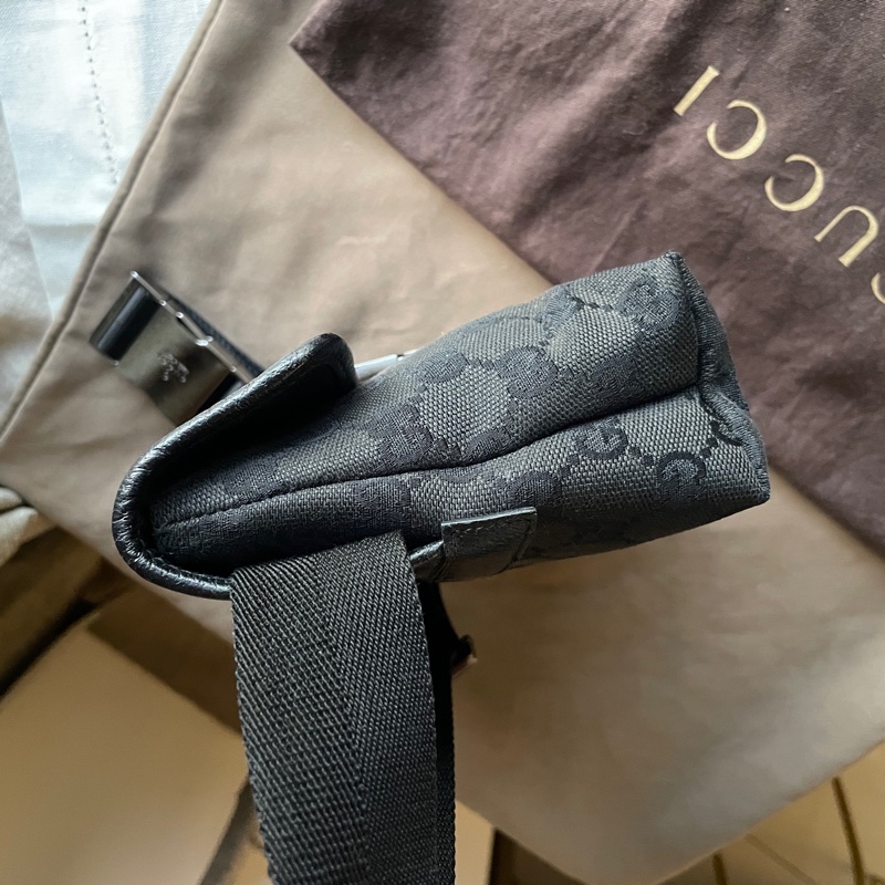 Gucci GG老花字紋丹寧帆布緹花腰包18cm/胸口包/手機包/側背包🌠斜背/側背/腰背🌠正品🌠況不錯🌠男女皆可🌠 立體包型2⃣️層空間足🌠經典-14