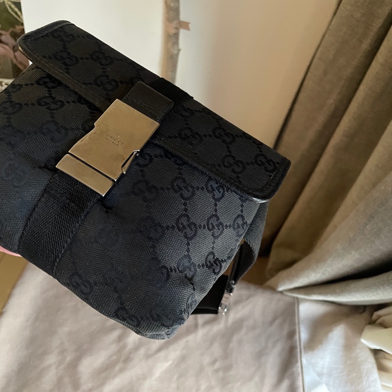 Gucci GG老花字紋丹寧帆布緹花腰包18cm/胸口包/手機包/側背包🌠斜背/側背/腰背🌠正品🌠況不錯🌠男女皆可🌠 立體包型2⃣️層空間足🌠經典-21