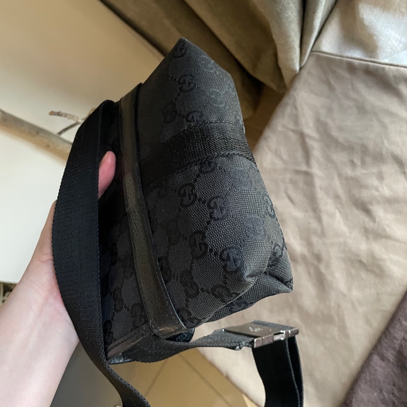 Gucci GG老花字紋丹寧帆布緹花腰包18cm/胸口包/手機包/側背包🌠斜背/側背/腰背🌠正品🌠況不錯🌠男女皆可🌠 立體包型2⃣️層空間足🌠經典-27