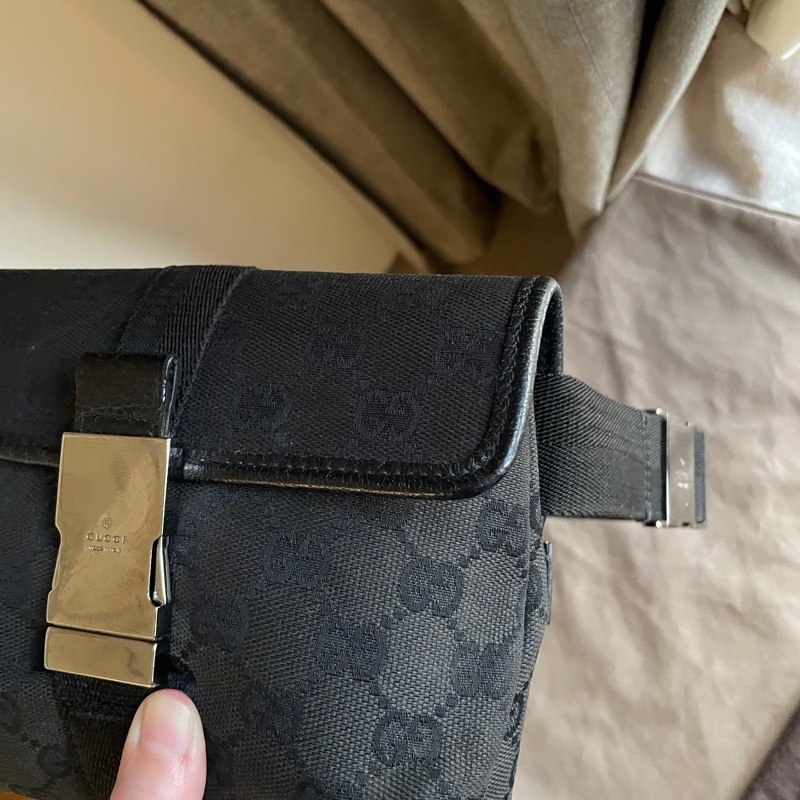 Gucci GG老花字紋丹寧帆布緹花腰包18cm/胸口包/手機包/側背包🌠斜背/側背/腰背🌠正品🌠況不錯🌠男女皆可🌠 立體包型2⃣️層空間足🌠經典-31