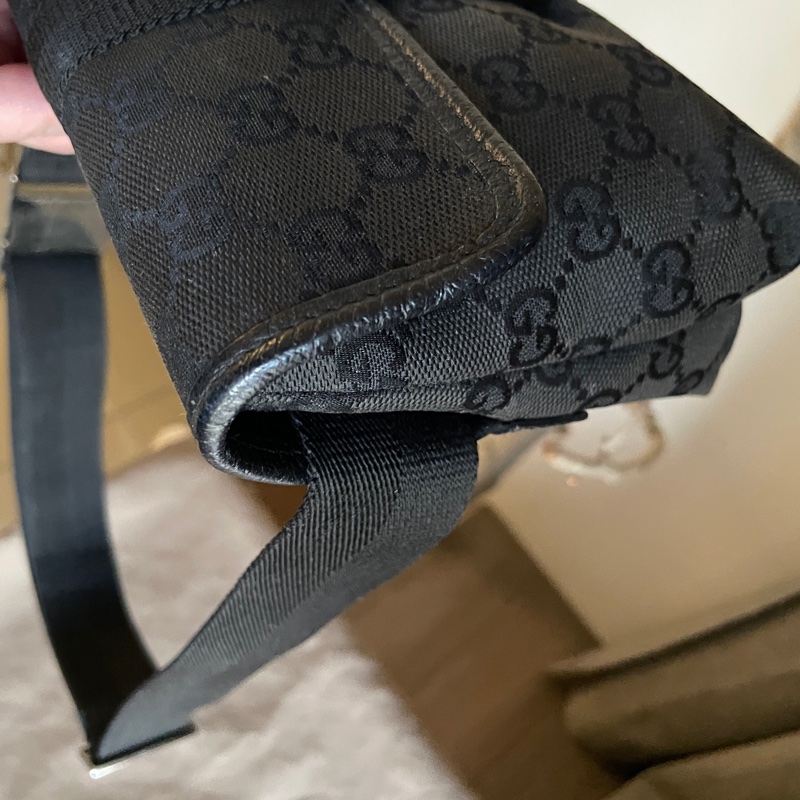 Gucci GG老花字紋丹寧帆布緹花腰包18cm/胸口包/手機包/側背包🌠斜背/側背/腰背🌠正品🌠況不錯🌠男女皆可🌠 立體包型2⃣️層空間足🌠經典-33