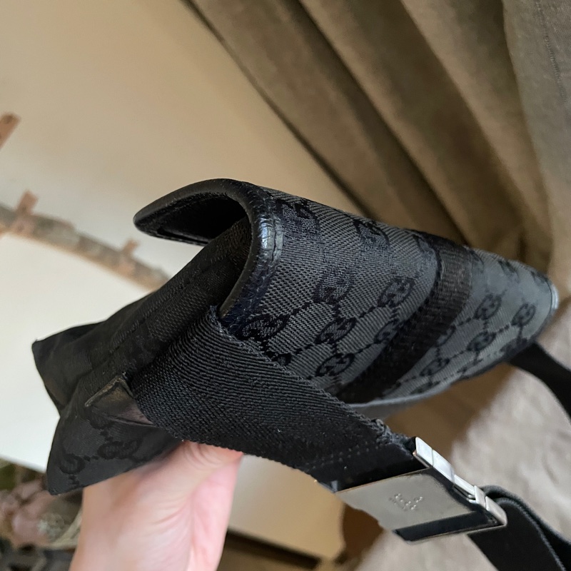 Gucci GG老花字紋丹寧帆布緹花腰包18cm/胸口包/手機包/側背包🌠斜背/側背/腰背🌠正品🌠況不錯🌠男女皆可🌠 立體包型2⃣️層空間足🌠經典-35