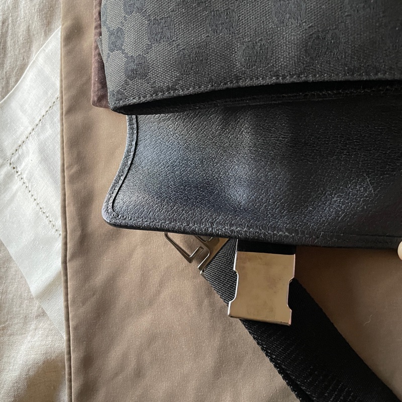 Gucci GG老花字紋丹寧帆布緹花腰包18cm/胸口包/手機包/側背包🌠斜背/側背/腰背🌠正品🌠況不錯🌠男女皆可🌠 立體包型2⃣️層空間足🌠經典-38