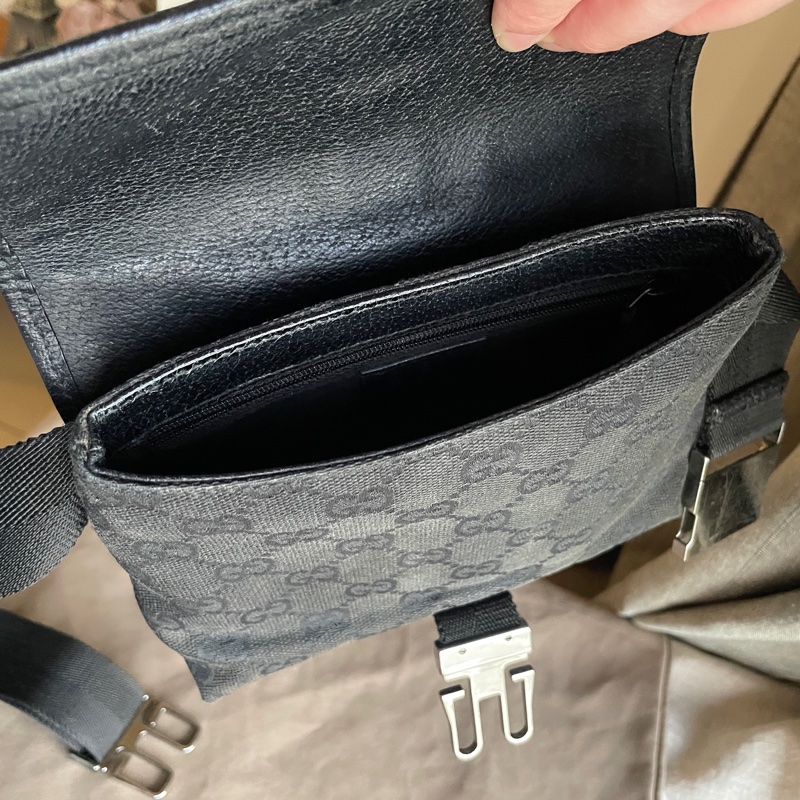 Gucci GG老花字紋丹寧帆布緹花腰包18cm/胸口包/手機包/側背包🌠斜背/側背/腰背🌠正品🌠況不錯🌠男女皆可🌠 立體包型2⃣️層空間足🌠經典-39