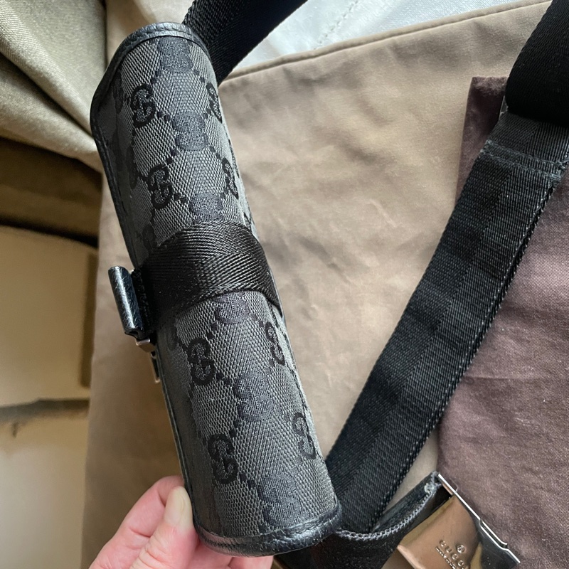 Gucci GG老花字紋丹寧帆布緹花腰包18cm/胸口包/手機包/側背包🌠斜背/側背/腰背🌠正品🌠況不錯🌠男女皆可🌠 立體包型2⃣️層空間足🌠經典-52