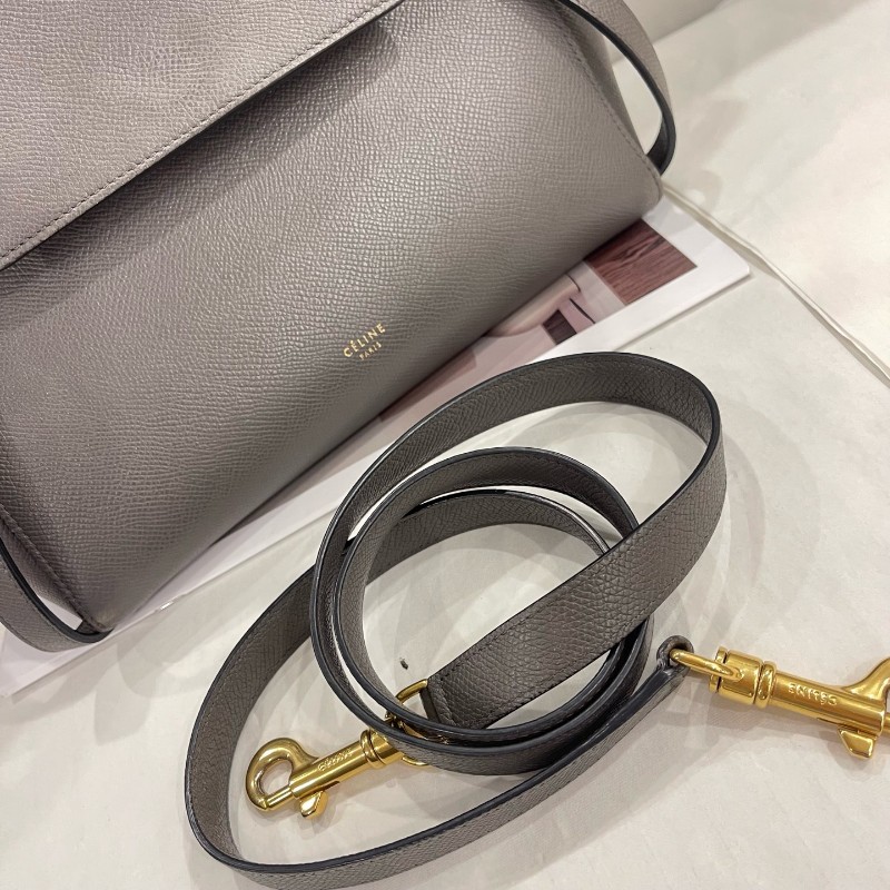 Celine Belt鯰魚包 淺灰色 粒面牛皮-5