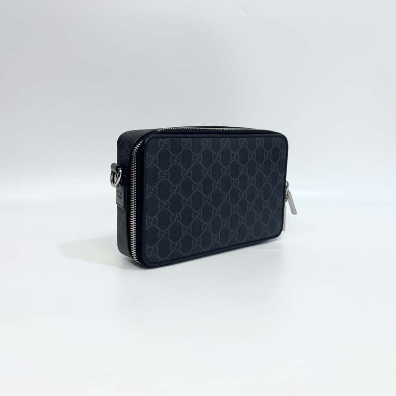 Gucci黑灰老花籃紅藍斜背包792456-1