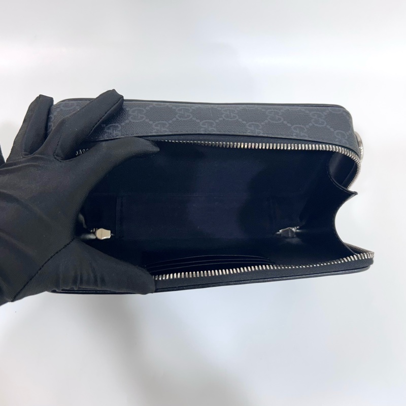 Gucci黑灰老花籃紅藍斜背包792456-5