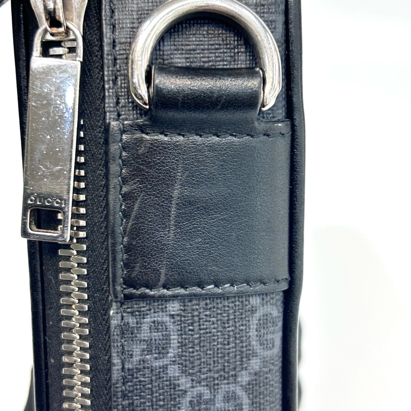 Gucci黑灰老花籃紅藍斜背包792456-6