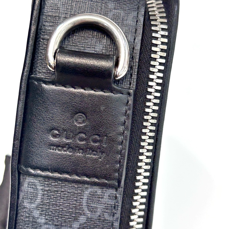 Gucci黑灰老花籃紅藍斜背包792456-7