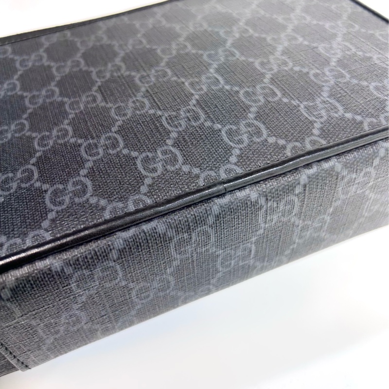 Gucci黑灰老花籃紅藍斜背包792456-9