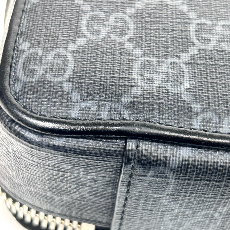 Gucci黑灰老花籃紅藍斜背包792456-11