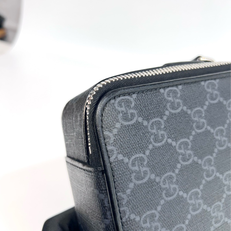 Gucci黑灰老花籃紅藍斜背包792456-12