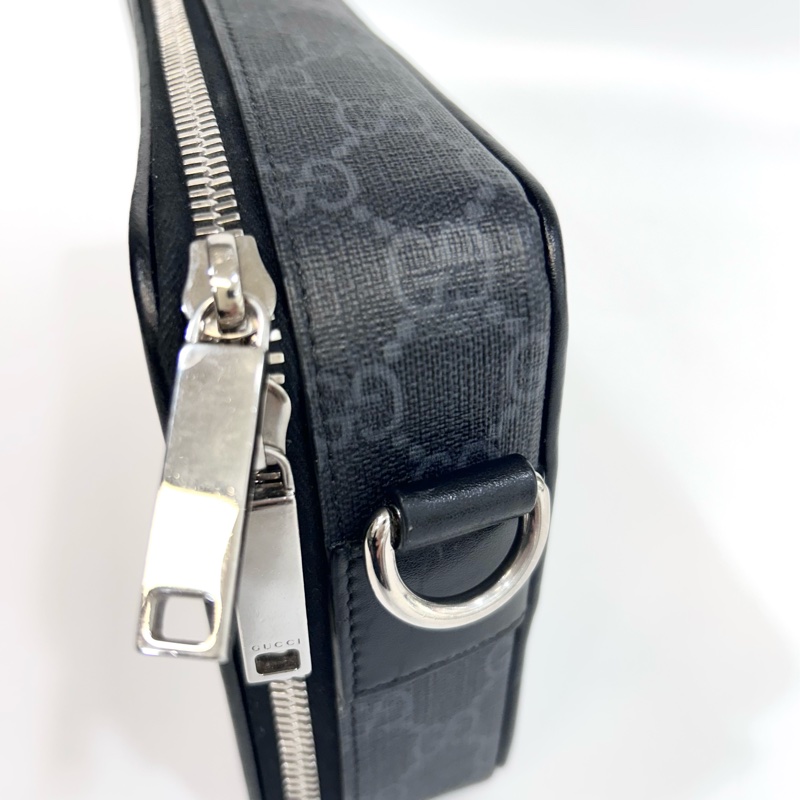 Gucci黑灰老花籃紅藍斜背包792456-16