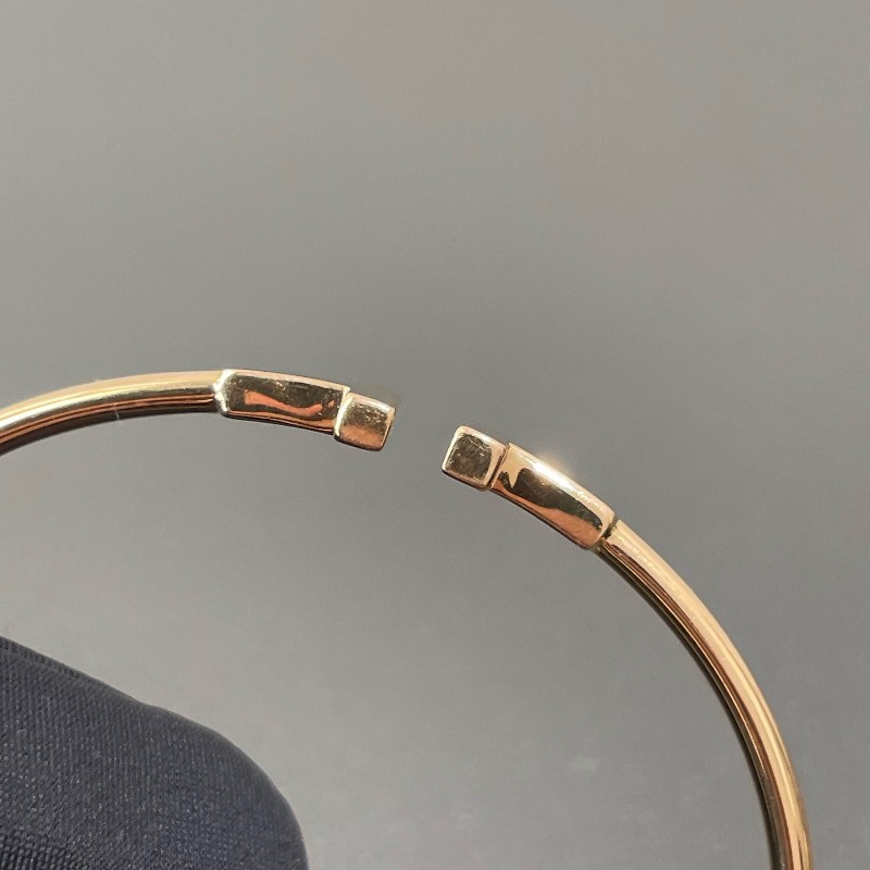 Tiffany 寬版 雙T手鐲 18k玫瑰金 M碼 大U刻印-15
