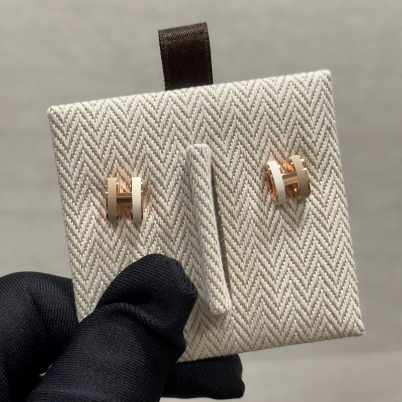 Hermes Mini Pop H拼色玫瑰金耳環-4