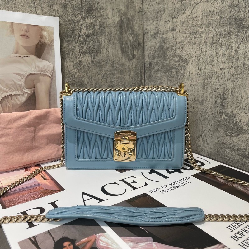 Miumiu 嬰兒藍 皺褶 風琴鏈條包-0