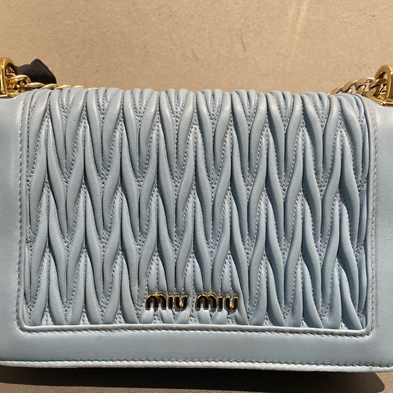 Miumiu 嬰兒藍 皺褶 風琴鏈條包-8