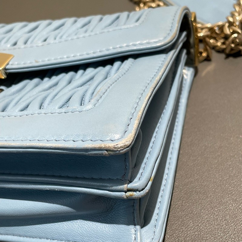 Miumiu 嬰兒藍 皺褶 風琴鏈條包-14