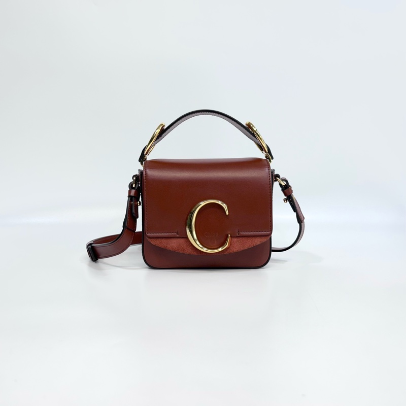 Chloe磚紅色牛皮Mini CBag-0