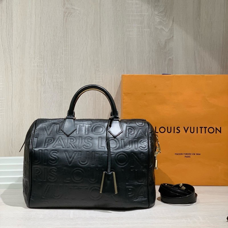 LV黑色壓紋Speedy 30 手提包肩背包-1