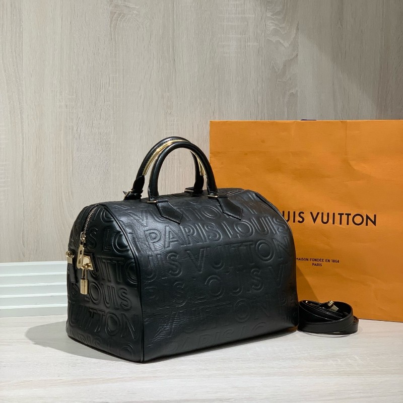 LV黑色壓紋Speedy 30 手提包肩背包-3