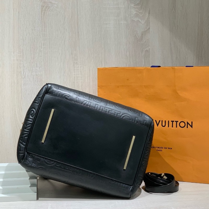 LV黑色壓紋Speedy 30 手提包肩背包-5