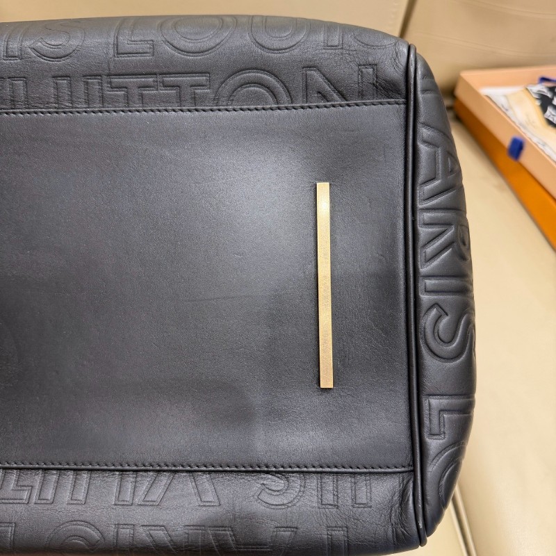 LV黑色壓紋Speedy 30 手提包肩背包-12