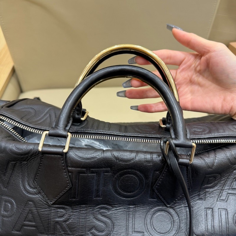LV黑色壓紋Speedy 30 手提包肩背包-14