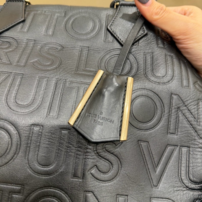 LV黑色壓紋Speedy 30 手提包肩背包-15