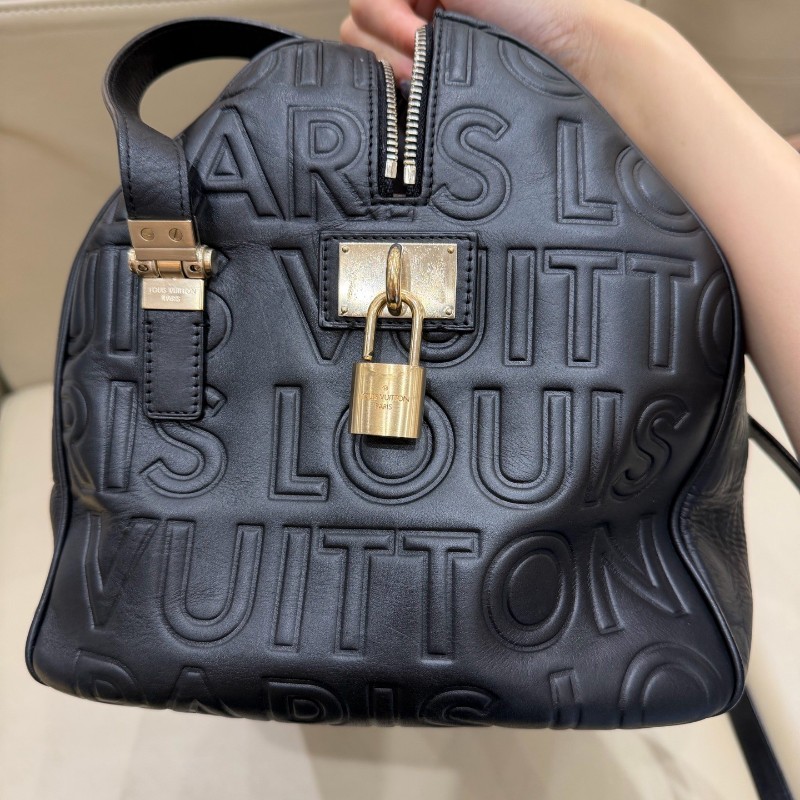 LV黑色壓紋Speedy 30 手提包肩背包-17