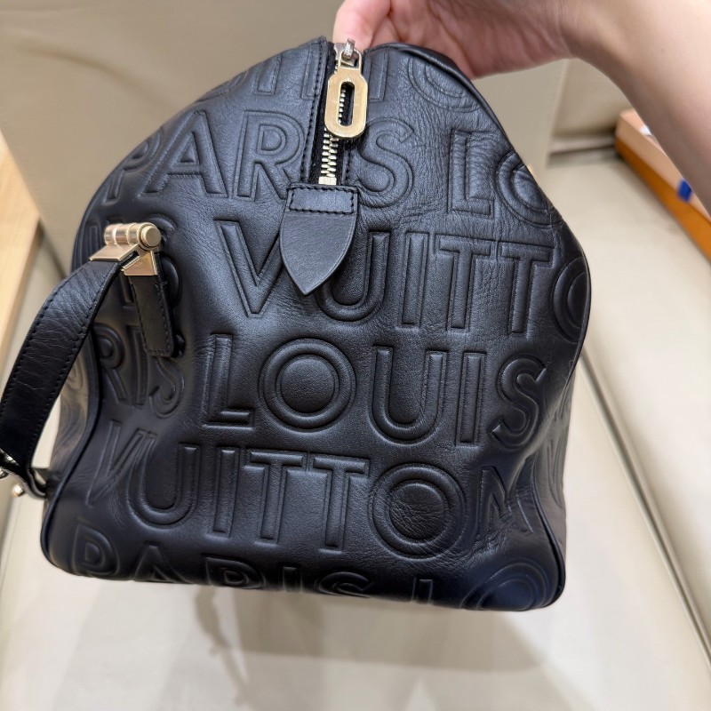 LV黑色壓紋Speedy 30 手提包肩背包-18